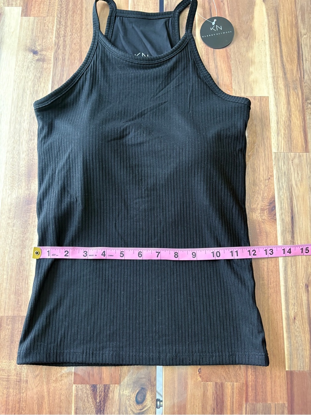 NWT Klassy Network Black Ribbed Racerback Tank Removable Cups XS Athleisure - Picture 3 of 9